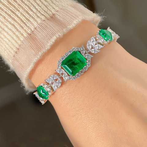 925 Silver 12*10mm Synthetic Emerald zirconia fashion custom bracelet
